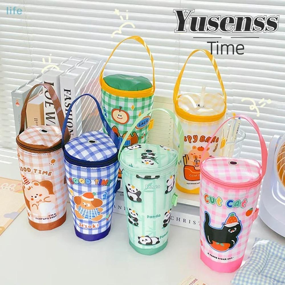 YUSEN Milk Tea Tote Bag,กระเป๋าผ้าเก็บความร้อน,แบบพกพาเป็นมิตรกับสิ่งแวดล้อมReusable Traveling Handheld Bag Tumbler Cup Accessories