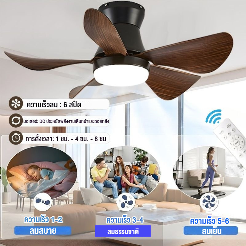 25/36 นิ้ว โคมไฟพัดลม LED โคมไฟเพดาน เปลี่ยนสีไฟได้ 3 สี มีรีโมทควบคุม ปรับความเร็วลมด้วย ไฟเพดาน พัดลมเพดานมีไฟ