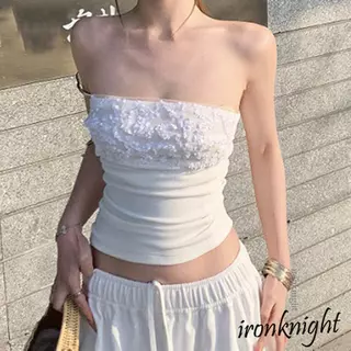 Ironknight - เสื้อยกระดับบานโดว์ แบบท่อซัมเมอร์ สแล็บ พาตเวิร์ค คอเรือหลังเปิด