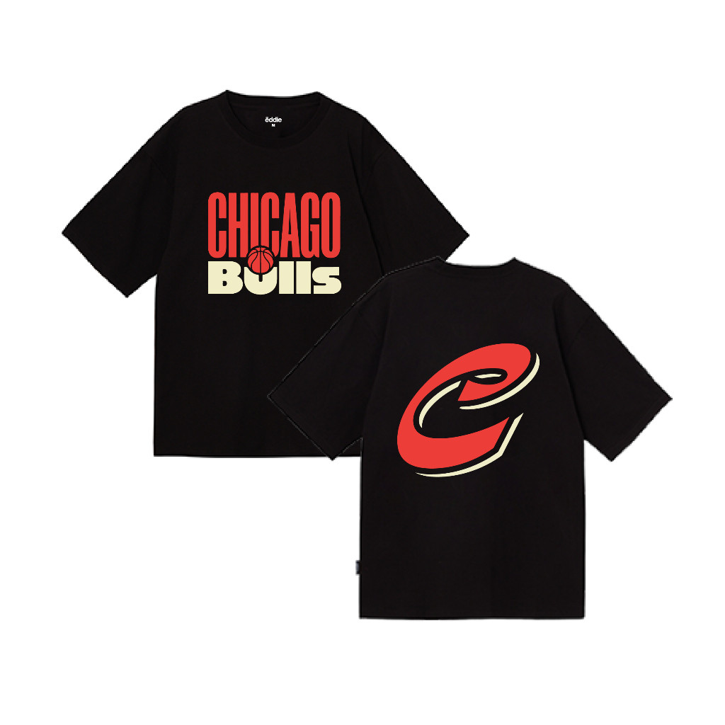EDDIE CHICAGO BULL เสื้อยืดสีดํา/ขาว 250gsm