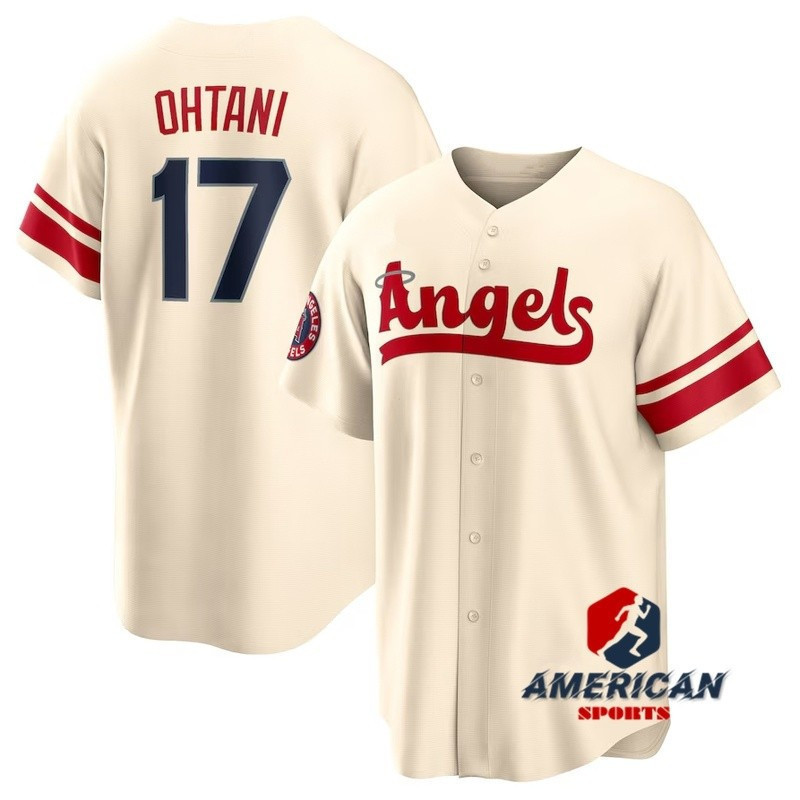KK Men MLB Los Angeles Shohei Ohtani Red Home Baseball Shirt