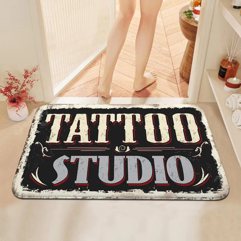 Tattoo Shop Mat Indoor Welcome Doormat Washable Bathroom Bedroom Kitchen Accessories Rug Non-slip Co