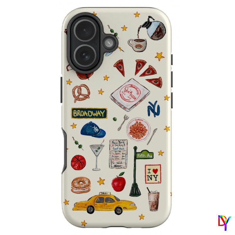 Cityscape ภาพประกอบ 2-in-1 Anti-Fall เคสโทรศัพท์สําหรับ iPhone 17/16/15ProMax 15Plus 16E 14/13ProMax 12Pro/11ProMax 7/8Plus XsMax