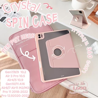 เคสไอแพดหมุนได้ 360° สำหรับ iPad Air7/6/5/4 M3 Gen11/10/9/8/7 A16 Pro11/12.9 นิ้ว ตั้งได้ หมุนสะดวก