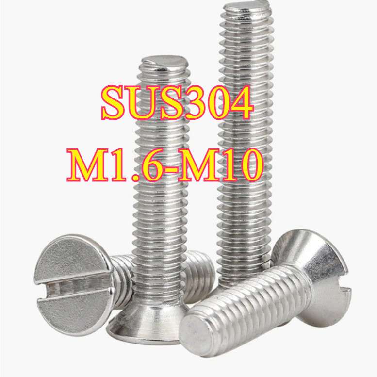 GB68 304 สแตนเลส one-word slot consunk หัวสกรู slotted แบนหัวสกรู M1.6M2M2.5M3M4M5M6M8M10XSQ-MB