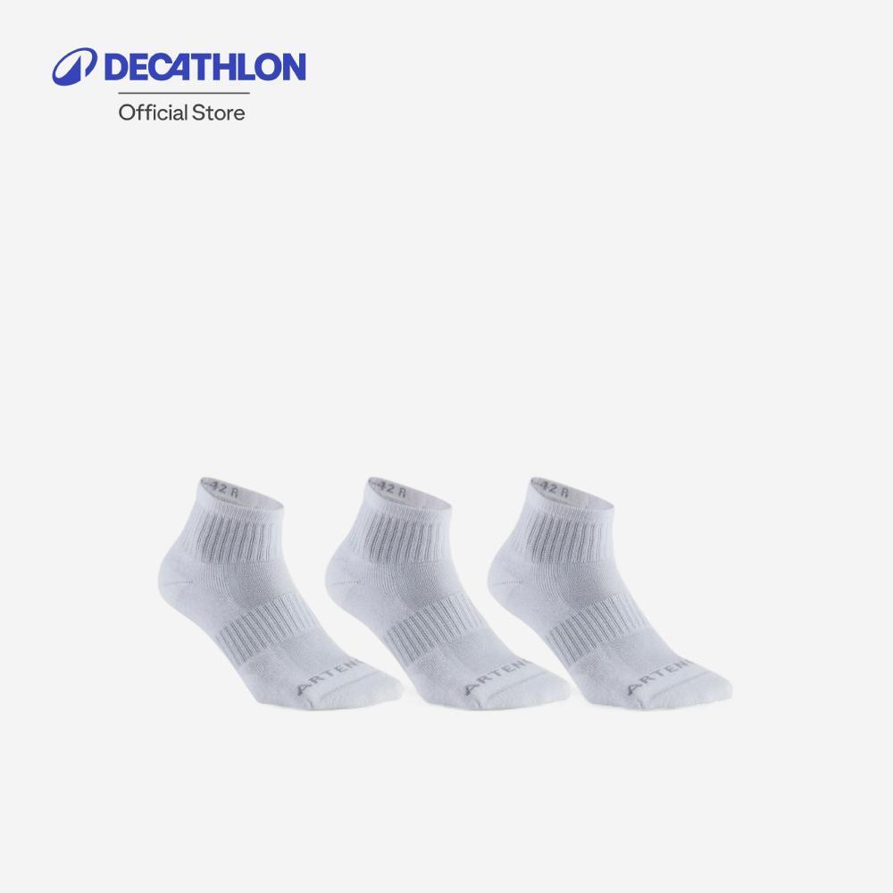 Decathlon Mid-High Sports Socks Tri-Pack Rs 500 ถุงเท้ากีฬาข้อกลางรุ่น Rs 500 แพ็ค 3 คู่ - White