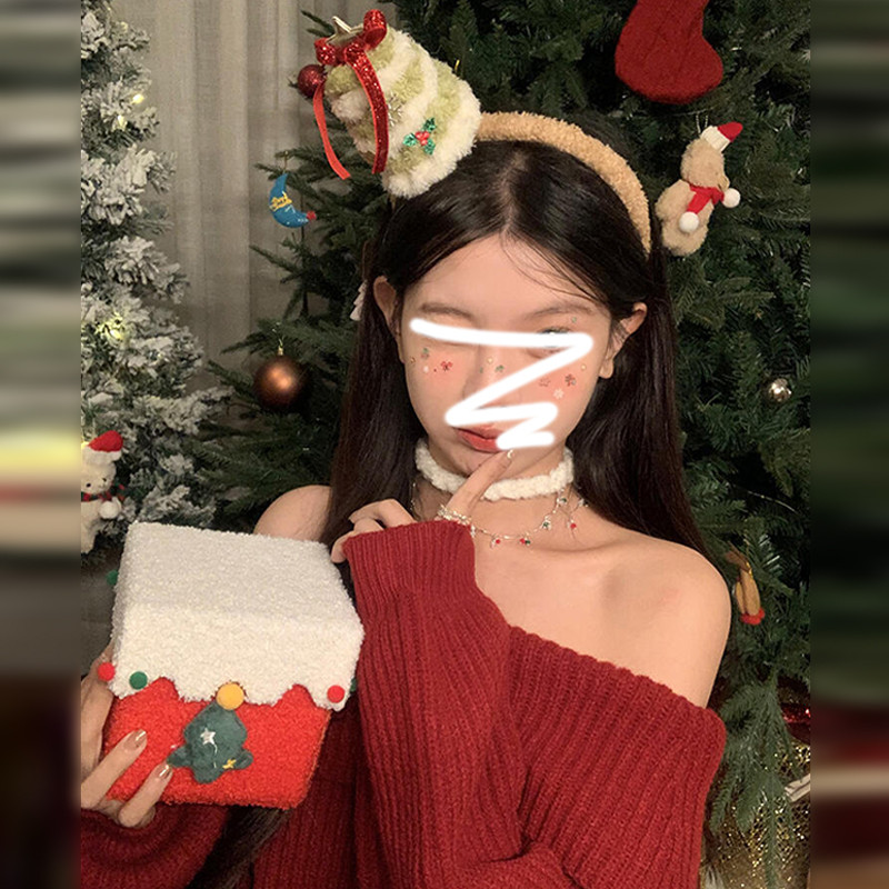 สไตล์ขี้เกียจผู้หญิงเสื้อกันหนาวสีแดงถักขนาดเล็ก Fellow ความรู้สึกระดับไฮเอนด์ภายใน 2024 ไหล่เดียวสไ