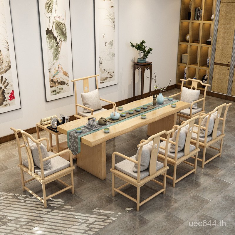 Zt1ร เซนข้าว8ชุดใหม่สไตล์จีนโต๊ะน้ําชารวมกันโต๊ะน้ําชาเก้าอี้ที่ทันสมัยเรียบง่ายโต๊ะน้ําชาโต๊ะน้ําชา