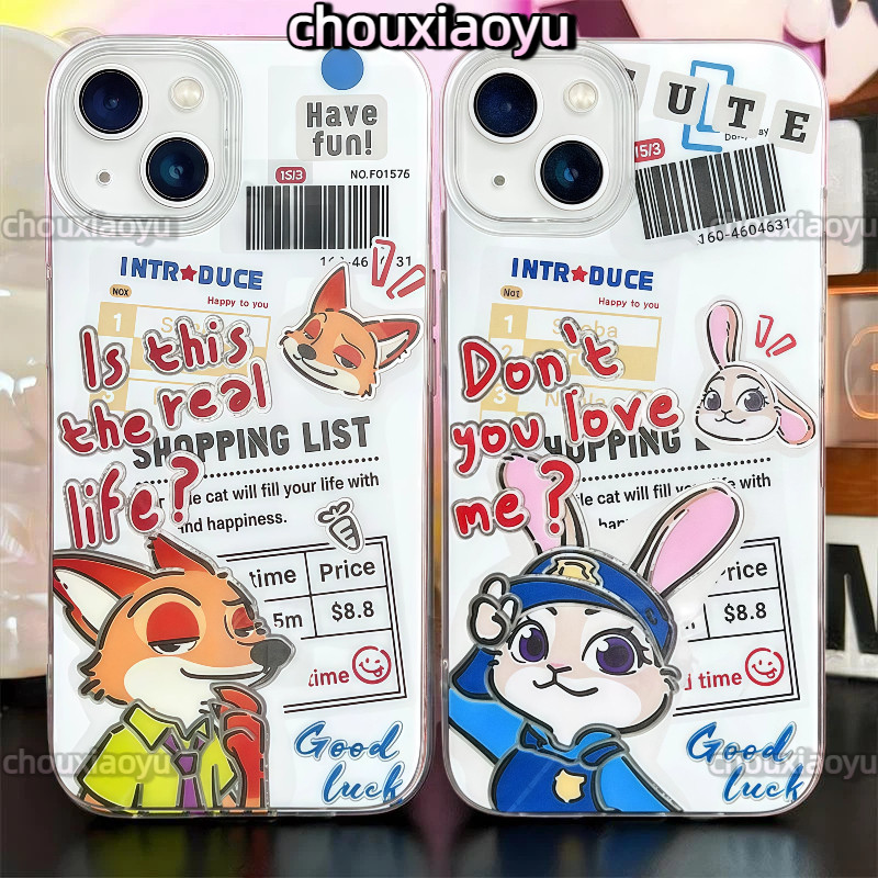 เหมาะสําหรับ VIVO IQOO13 IQOO12 IQOO11/Z9/Neo10/Z10Turbo เคสโทรศัพท์ Zootopia Judy and Nick อะนิเมะ Frosted สีสันเงิน