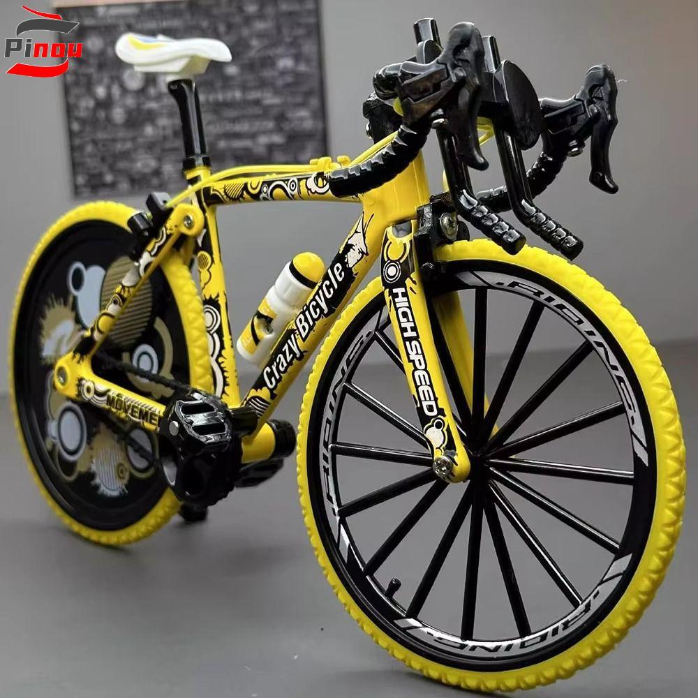 PINOU จักรยานของเล่น, 1:8 Scale แผนที่ Mountain Finger Mini BIKE, เด็ก TT Racing Diecast ตกแต่งบ้านจําลองจักรยานจักรยานคนรัก