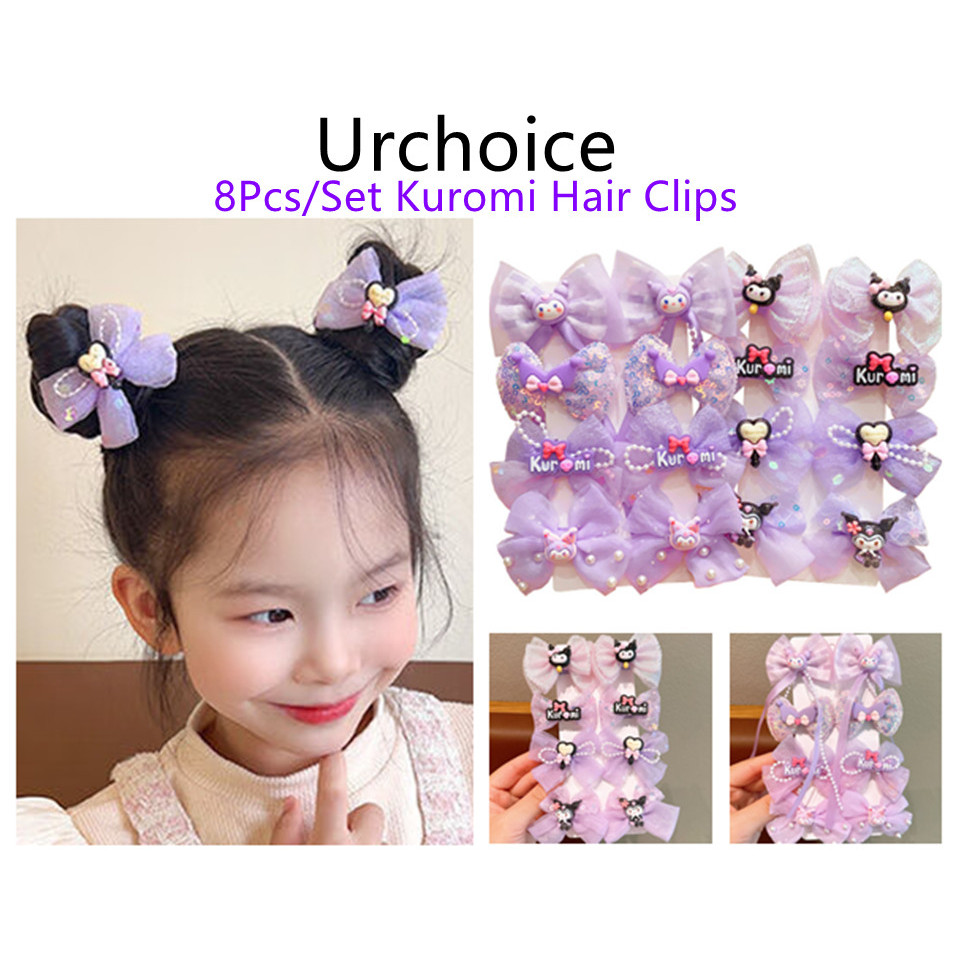 8 ชิ้น/เซ็ต Kuromi กิ๊บติดผม Kuromi ผม Pin Kuromi เครื่องประดับผม Kuromi Klip Rambut Kuromi Pin Ramb