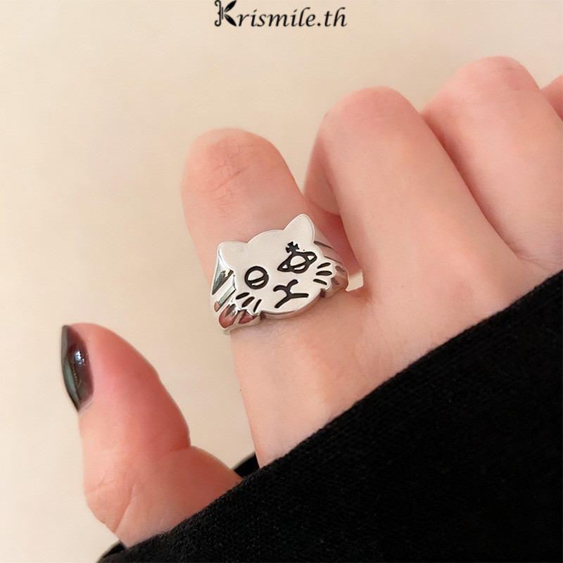 COD-ในไทย💖ความคิดสร้างสรรค์ แมว ดาวเสาร์ เปิด แหวน ผู้หญิง การออกแบบการ์ตูน แหวนนิ้วชี้ มัลติฟังก์ชั่ น่ารัก