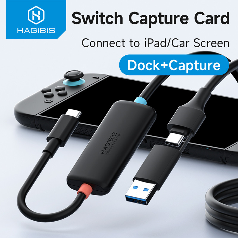 Hagibis USB3.0 Video Capture Card Switch 2 TV Dock 100W PD สําหรับสวิทช์ 1/2 ถึง iPad รถสาย Gaming L