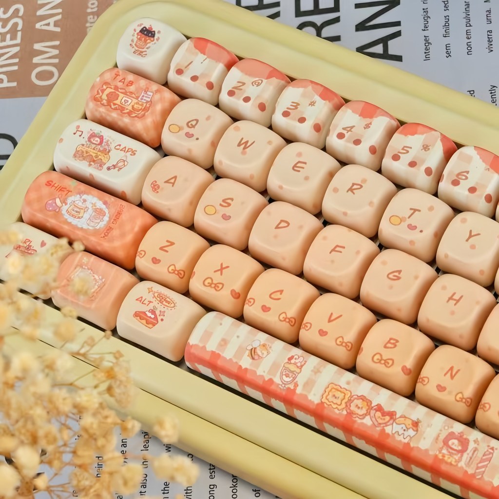Cat Bakery MOA Profle Keycaps Dye Sublimation PBT Keycaps 130 คีย์สําหรับ MX Switches คีย์บอร์ดเครื่