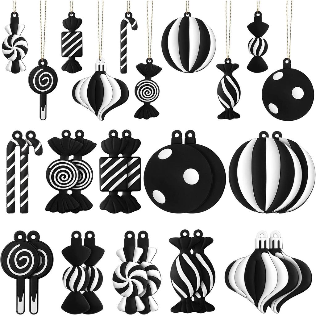 Panelee 20 ชิ้น Christmas Candy Tree เครื่องประดับ PVC Christmas Candy Cane Lollipop เครื่องประดับ X