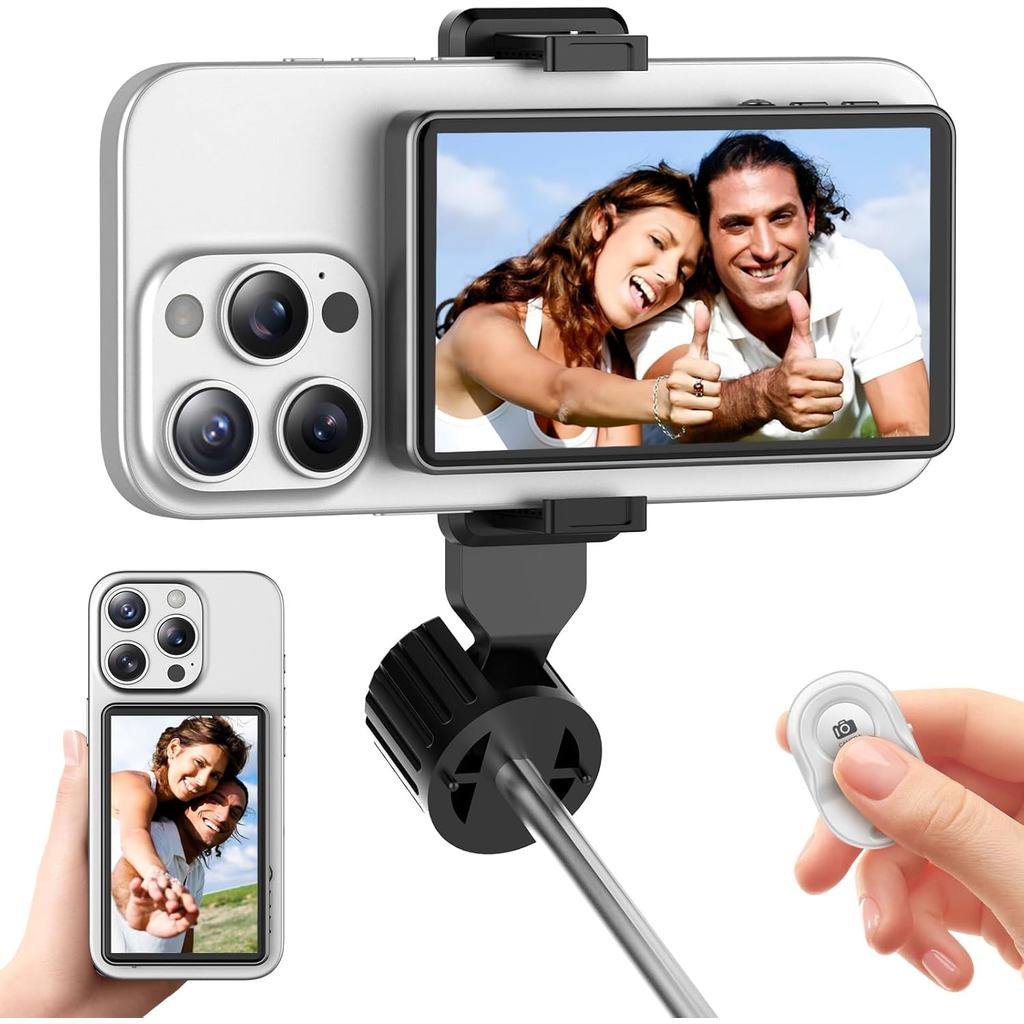 Vlog Selfie Monitor หน้าจอ, Magnetic Wireless Back Camera Monitor สําหรับ iPhone & Android พร้อม 100