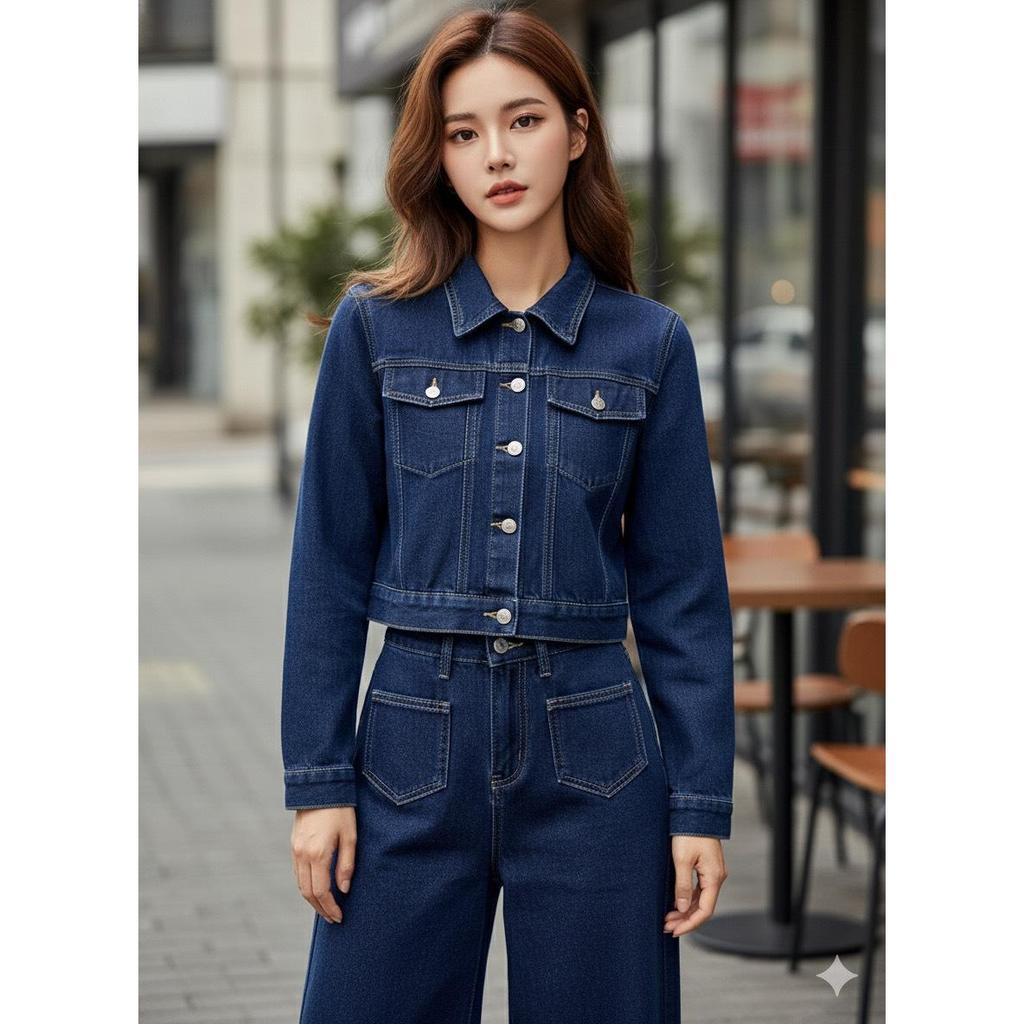 ชุดเซ็ตยีนส์ ผ้ายีนส์เเท้ งานมีน้ำหนักสีชัดสวย ดีเทลกระเป๋ากางเกงหน้าเก๋ๆผ้ายีนส์100%-B1433 - รูปที่ 3