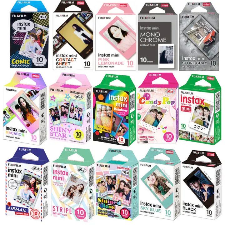 Fujifilm Instax Mini ฟิล์ม 10-50 แผ่นสัมผัสกระดาษการออกแบบสีสําหรับ Fuji Instax Mini 12 กล้องฟิล์ม M