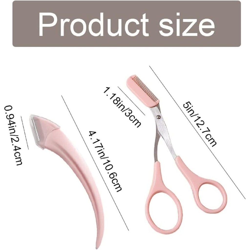 Eyebrow Trimmer Scissors Eyebrow Razor Set Professional Precision Eyebrow Scissors with Comb Small E