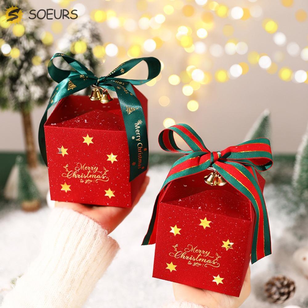 SOEURS 6PCS Christmas Gift Packing Box, Square Glitter Christmas Candy Box, Christmas Decorative Hot