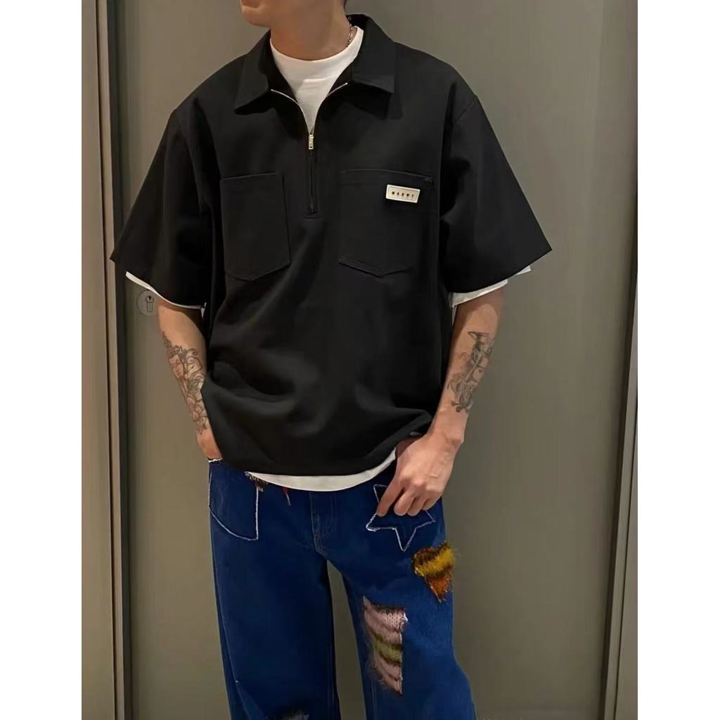 เสื้อยืดแขนสั้น Marni Double Pocket Zipper POLO