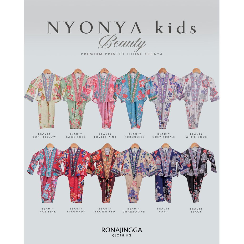 NYONYA KIDS Kebaya หลวมพิมพ์ลายพรีเมี่ยม