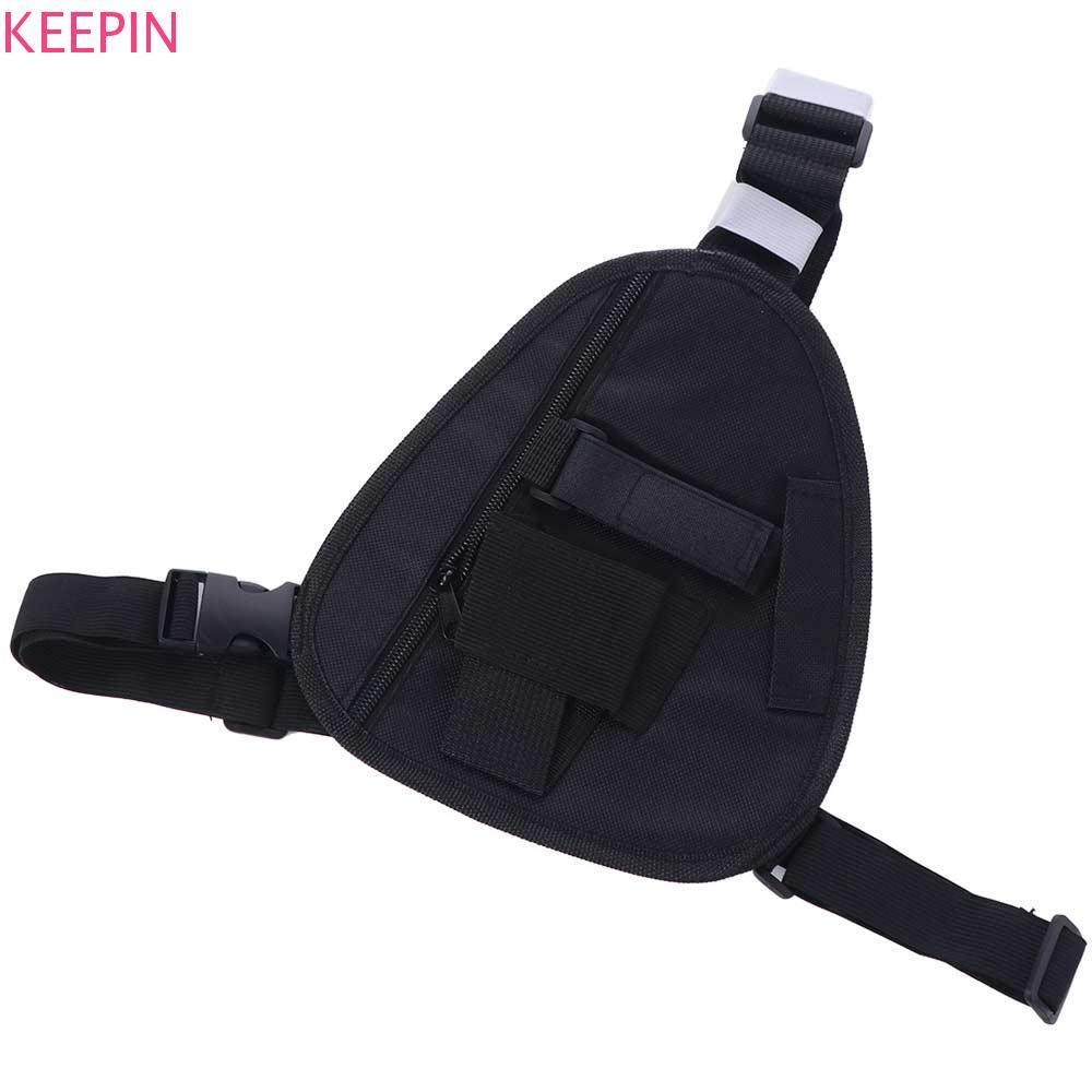 KEEPIN กระเป๋าสะพายข้างสำหรับวิทยุและอุปกรณ์ Walkie Talkie, สีดำ ทำจากผ้า Oxford, ยึดแน่นด้วยสายรัดหน้าอกและไหล่