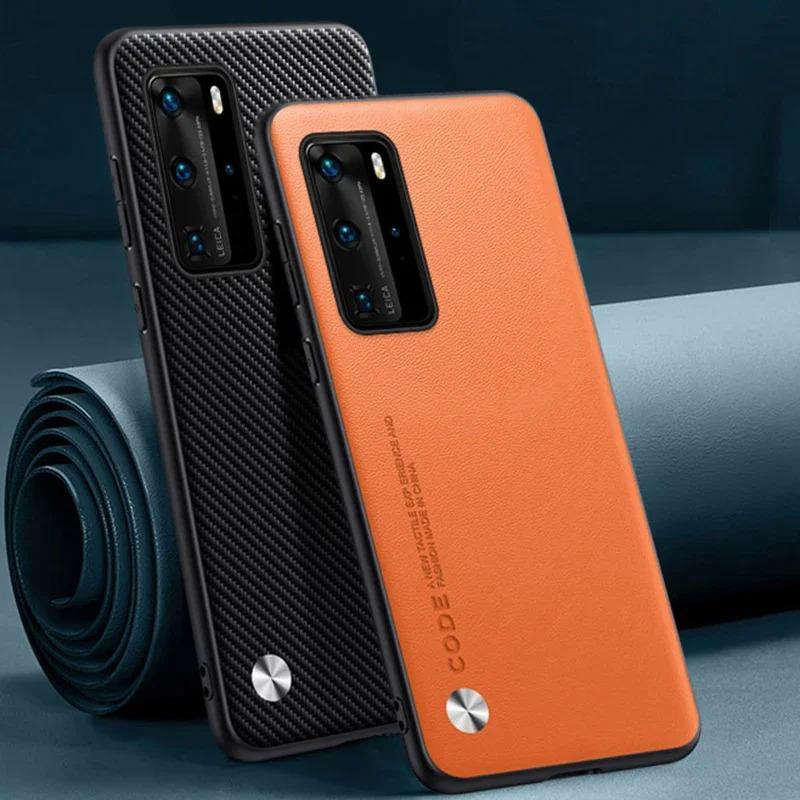 หรูหรา PU หนังสําหรับ Huawei P40 Pro Plus ปกหลังซิลิโคนเต็มรูปแบบเคสโทรศัพท์สําหรับ Huawei P40 Lite 5G 4G อุปกรณ์เสริมทนทาน
