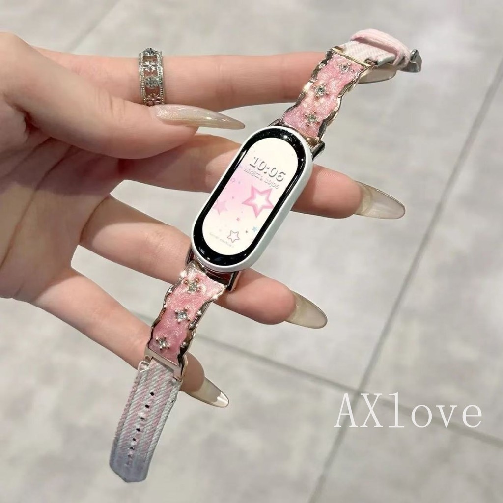 แฟชั่นผ้าใบสายสปาร์เคิลสําหรับ เสี่ยวหมี่ ไมล์ วงดนตรี 10 9 8 มือโปร ไมล์band 7 6 5 4 3 เอ็นเอฟซี สร้อยข้อมือโลหะเพชรสายรัดข้อมือหรูหรา - รูปที่ 5