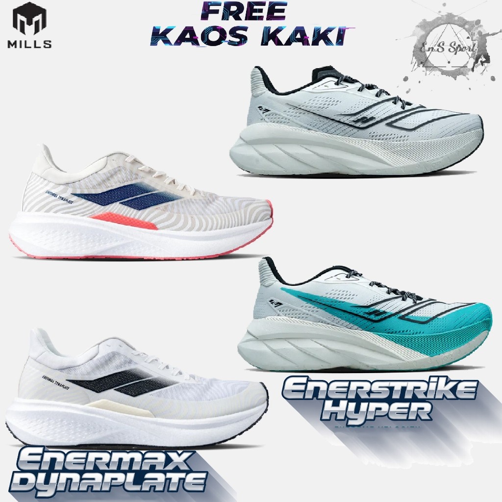 Mills Enermax Dynaplate รองเท้าวิ่งต้นฉบับฟรีถุงเท้า - Mills Enerstrike Hyper Original ฟรีถุงเท้า