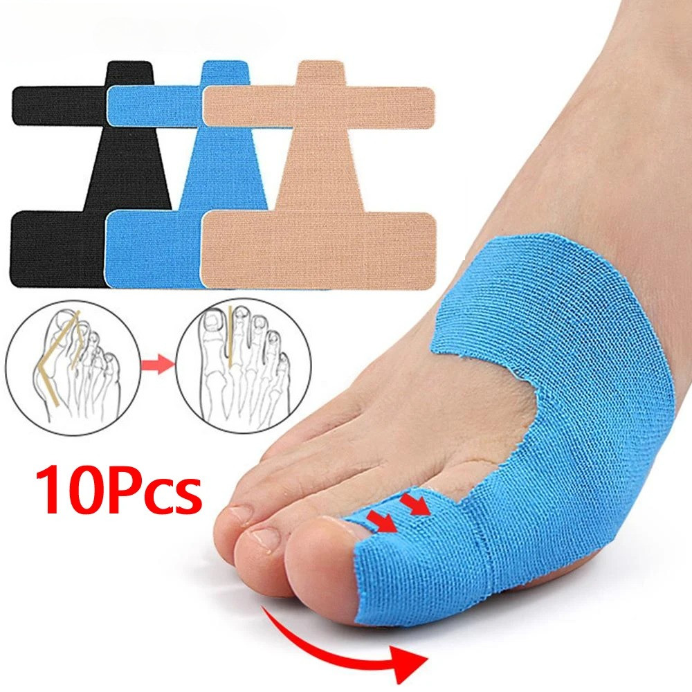 10PCS Precut เทปกายภาพสําหรับ Bunion,Bunion Corrector & Relief, Big Toe Support Pain Relief,Hypoallergenic Latex-ฟรีเทป