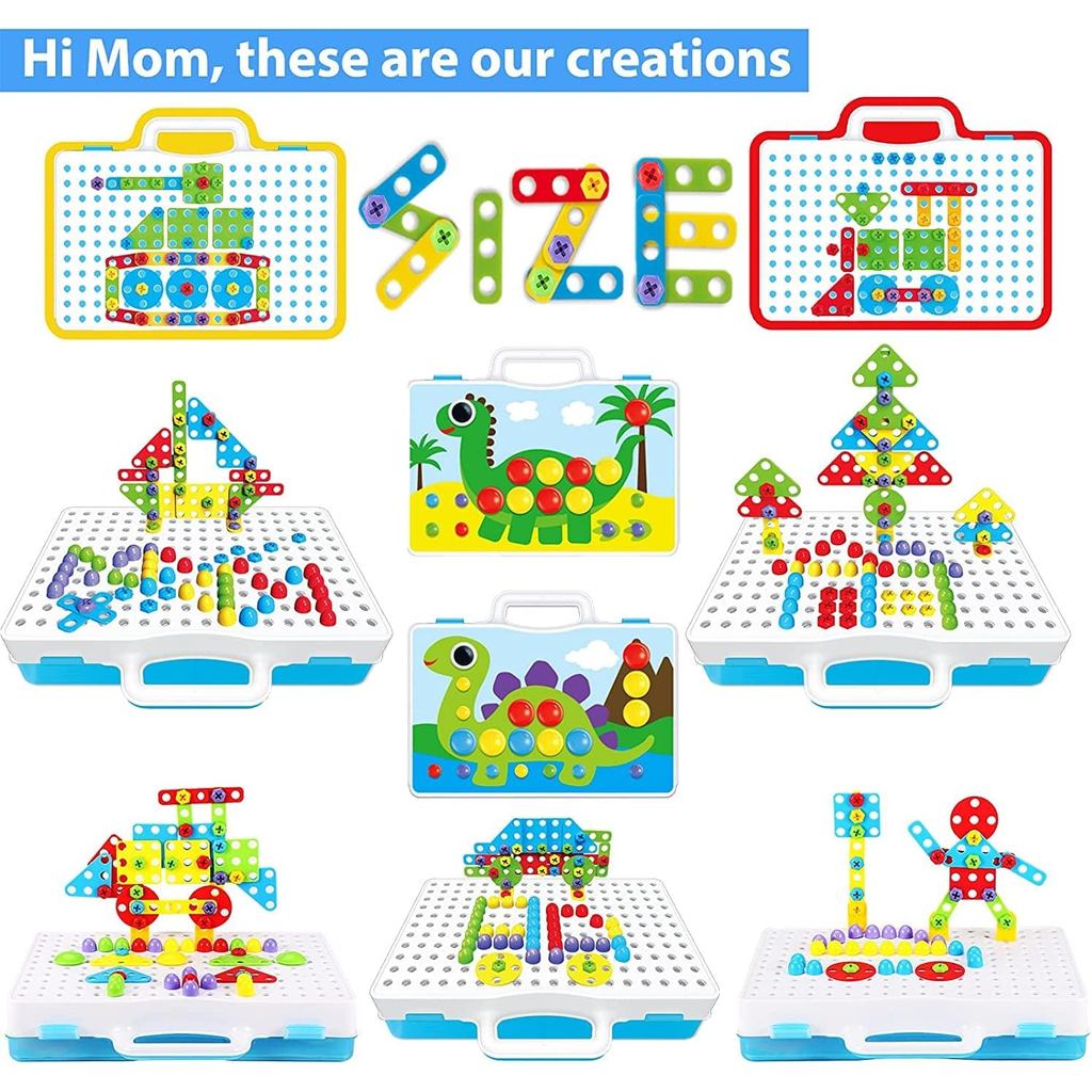 Educational Toys Building Blocks, 244 Pieces Electric Screwdriver DIY Building Toys for Boys and Gir