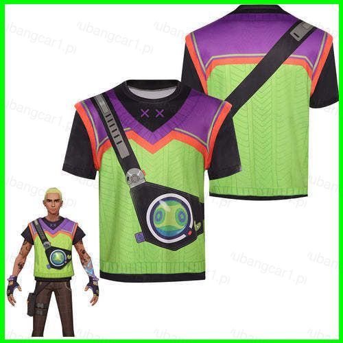 เสื้อยืดคอสเพลย์ VALORANT Gekko สไตล์ Anime แขนสั้น แบบกราฟิกเต็มตัวสำหรับฤดูร้อน