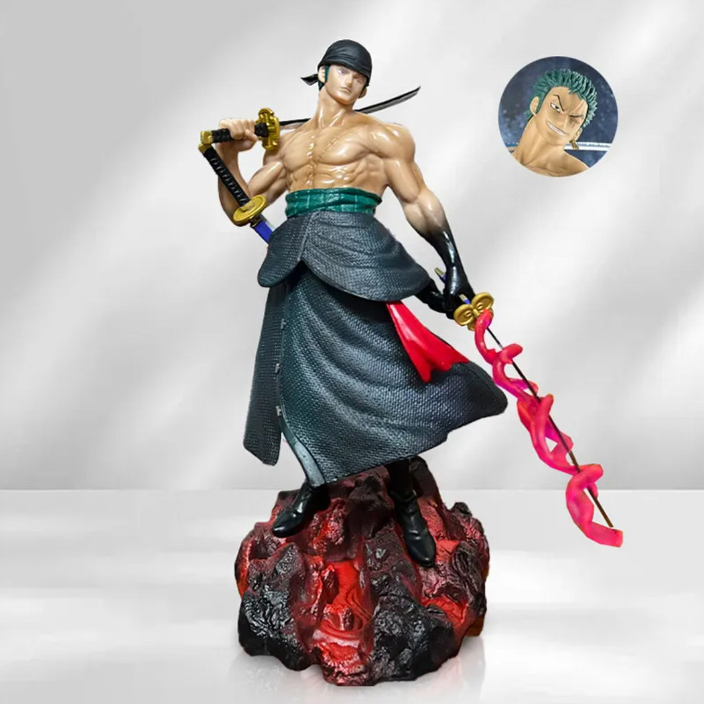 23 ซม.Roronoa Zoro ONE PIECE คอสเพลย์ Luffy Action Figure รุ่น Q ตุ๊กตาของขวัญเด็กตกแต่งรถเครื่องประดับของเล่นคอลเลกชันตกแต่งบ้านประติมากรรมMLML