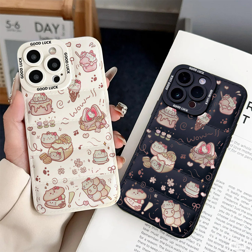 เคสโทรศัพท์แมวตกแต่งขนมหวานสําหรับ iPhone 17/17Air/16E/15 Plus/14/13/12/11/Pro Max. กันกระแทกหล่นทน 
