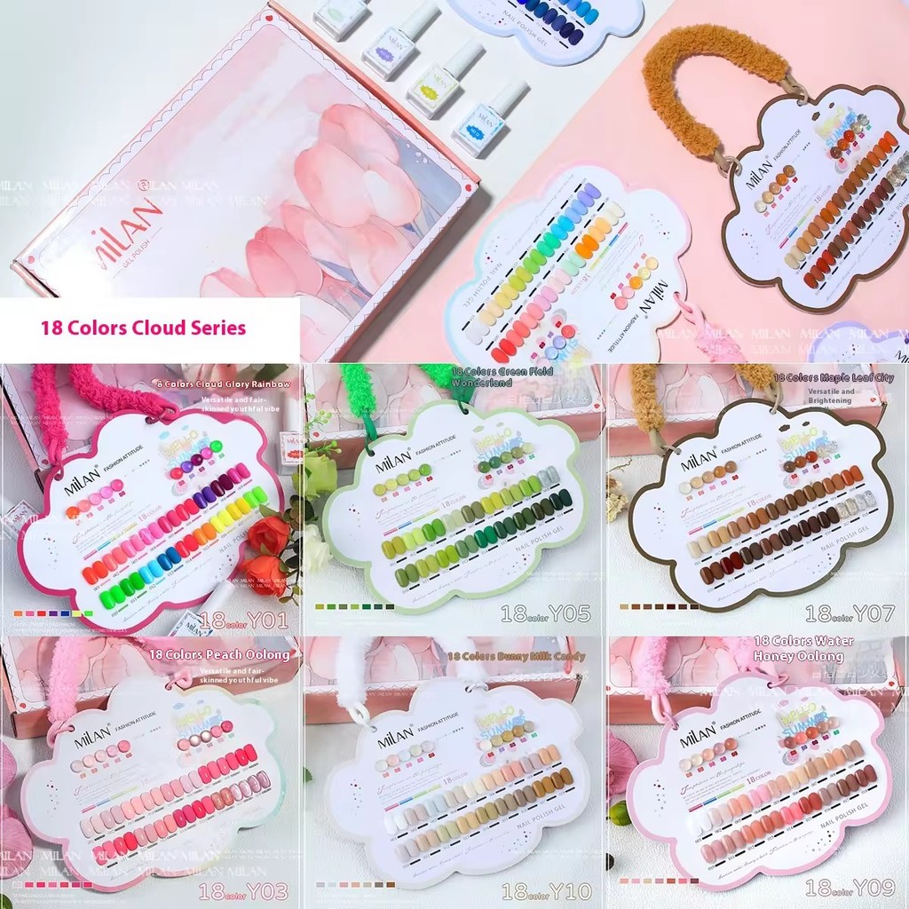 พร้อมส่ง เซ็ตสีเจล Milan 18 สี New มาใหม่ 18 สีพาสเทลพร้อมส่ง Milan มาใหม่ ตารางสีฟรี