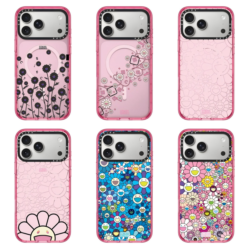 TAKASHI MURAKAMI FLOWERS BLOOM สีชมพู Magnetic Impact เคสโทรศัพท์สําหรับ iPhone 17 16 15 14 13 12 Pro Max Plus Air, ปลอกโปร่งใส