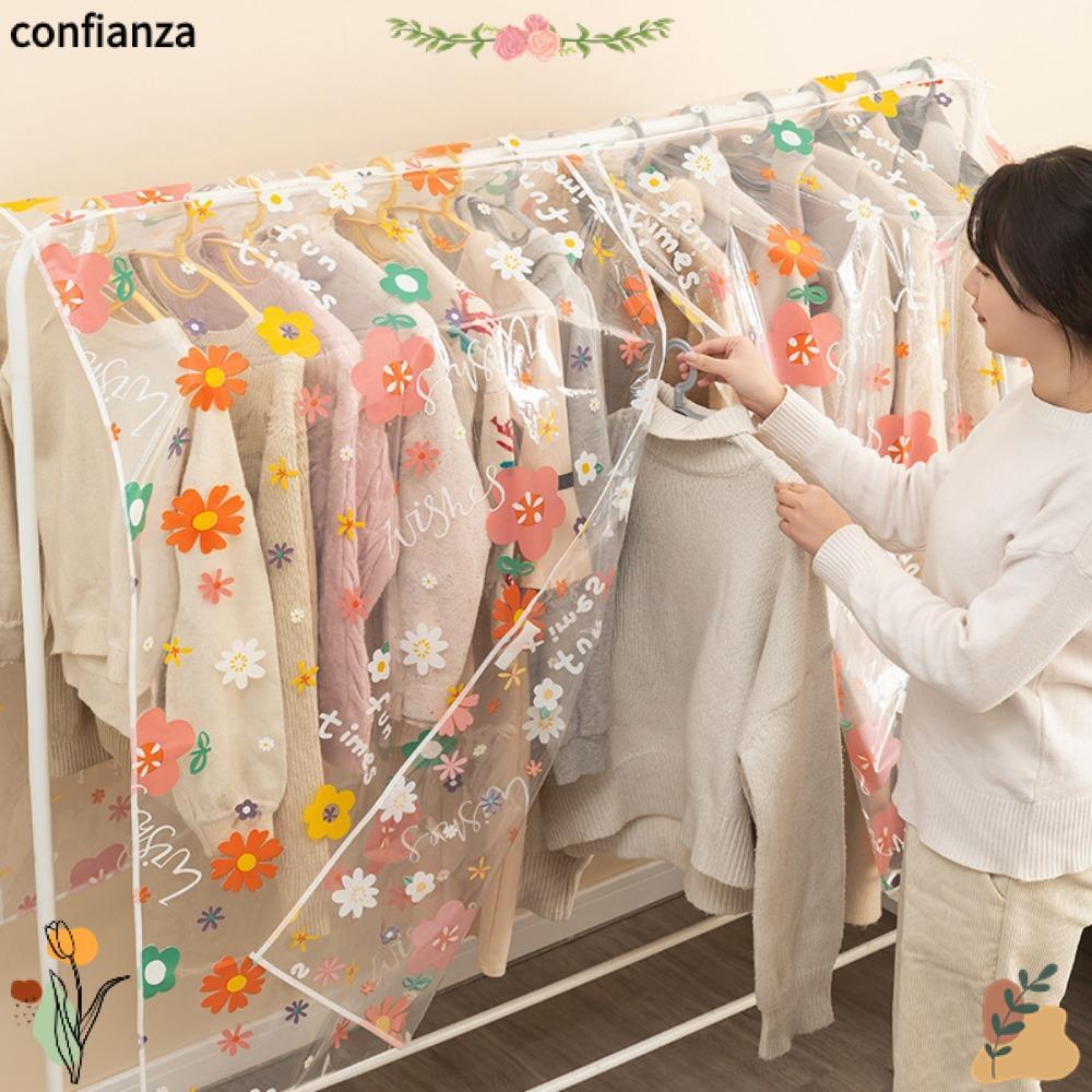 ผ้าคลุมกันฝุ่นเสื้อผ้า CONFIANZA, ฝาครอบป้องกันการจัดเก็บชุดกันน้ําข้น, อุปกรณ์เสริมความจุขนาดใหญ่กันฝุ่นเสื้อผ้าแขวนออแกไนเซอร์ครอบคลุม
