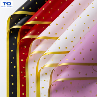 กระดาษห่อช่อดอกไม้ขอบทอง 20 แผ่น/แพ็ค วัสดุกันน้ำ สไตล์เกาหล…