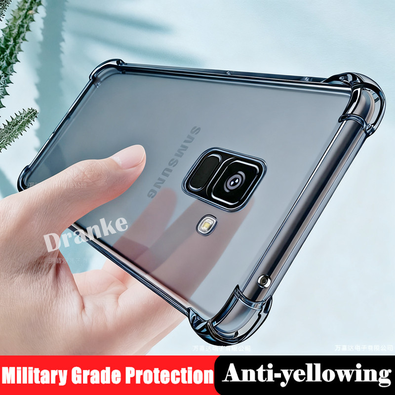 เคสโทรศัพท์สําหรับ Samsung Galaxy A8 Plus A8 + 2018 6.0 นิ้ว SM-A730F A730FDS ยืดหยุ่นซิลิโคนเหลวใสกึ่งโปร่งใส Anti-Yellowing ฝาครอบ 4 มุมป้องกันกรณีเยลลี่