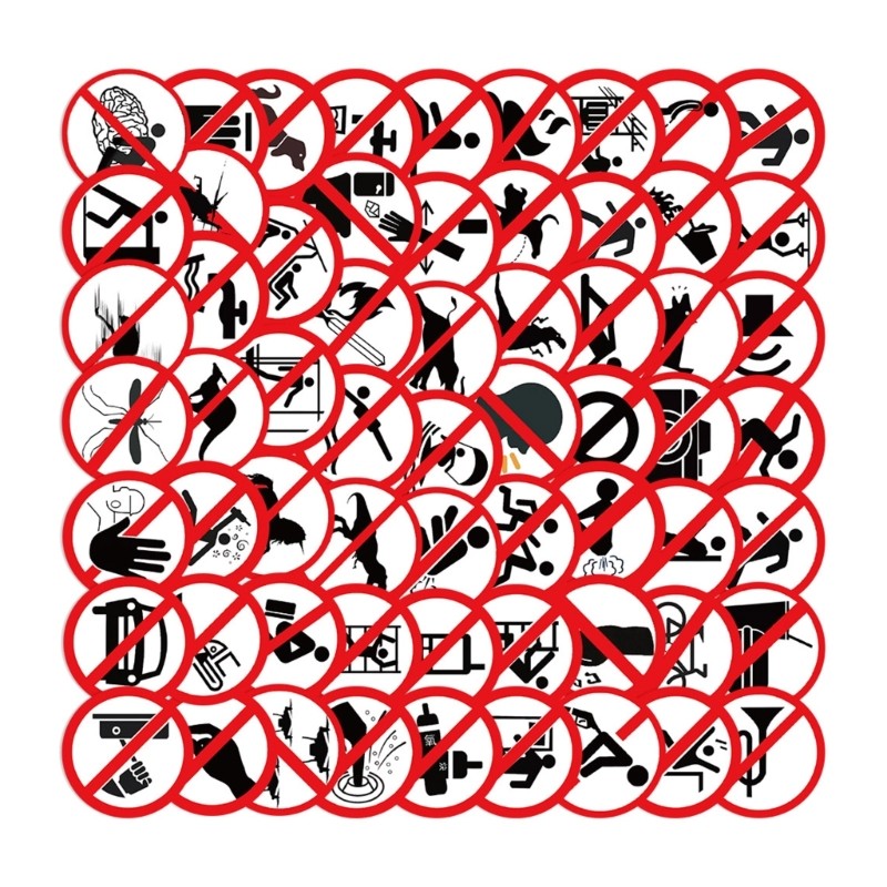 Lead Comical Caution Labels สติ๊กเกอร์ตกแต่งกาวพร้อมการออกแบบที่ไม่ซ้ําใคร 62 แบบ