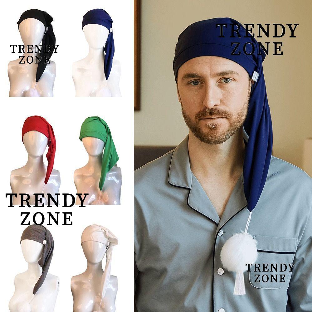 หมวกคลุมผมสำหรับนอน TRENDYZONE, ปรับได้ตามทรงหัว หมวก Pom Ball Long Tail Bonnet สำหรับผู้หญิงและผู้ชาย เหมาะเป็นของขวัญวันเกิด