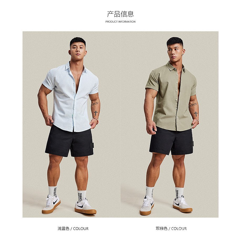 TOMATOPAPA เสื้อเชิ้ตผู้ชายแขนสั้น สไตล์شباب เหมาะสำหรับฤดูใบไม้ผลิและฤดูร้อน แบบ-basic กับรายละเอียด lapel cardigan - รูปที่ 2