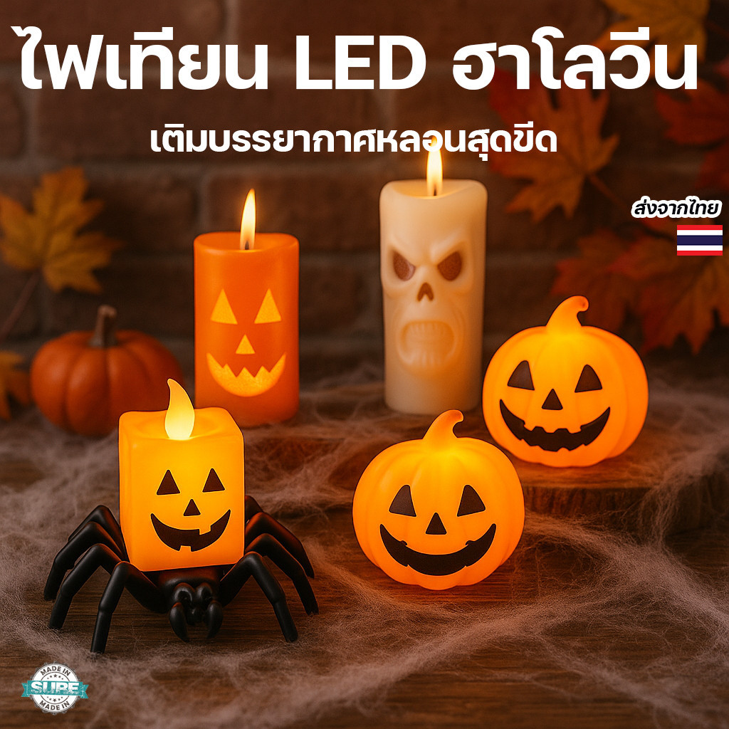 ไฟเทียน LED ฮาโลวีน Halloween ตกแต่งบ้าน มือแมงมุมโครงกระดูก บรรยากาศสยอง ปาร์ตี้หลอน