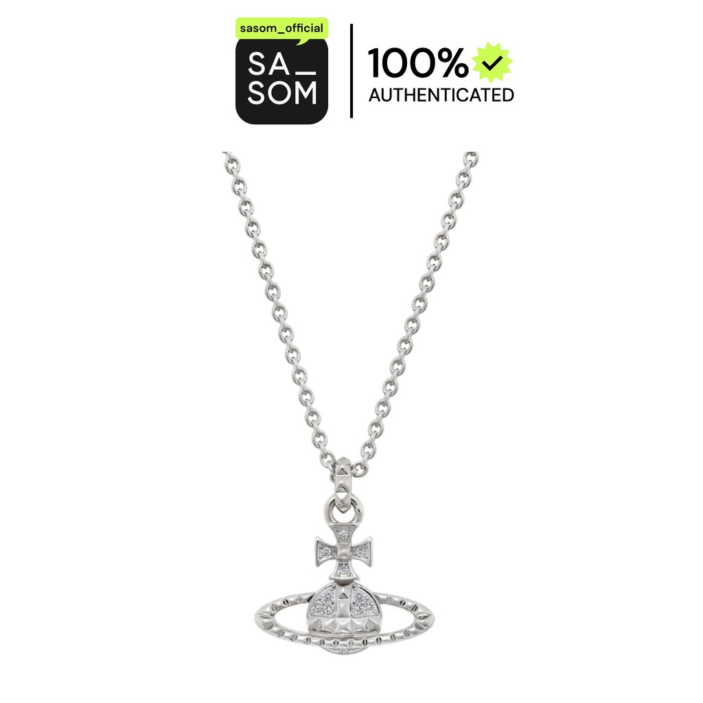 Vivienne Westwood Mayfair Bas Relief Pendant In Rhodium-Crystal Platinum-tone Finish Hardware | ของแท้ ตรวจสอบโดย SASOM