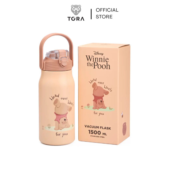 Tora กระติกน้ำสุญญากาศ สแตนเลส เก็บความร้อนเย็น ลายหมีพูห์ Disney Collection 2025 ความจุ 1500 มล.
