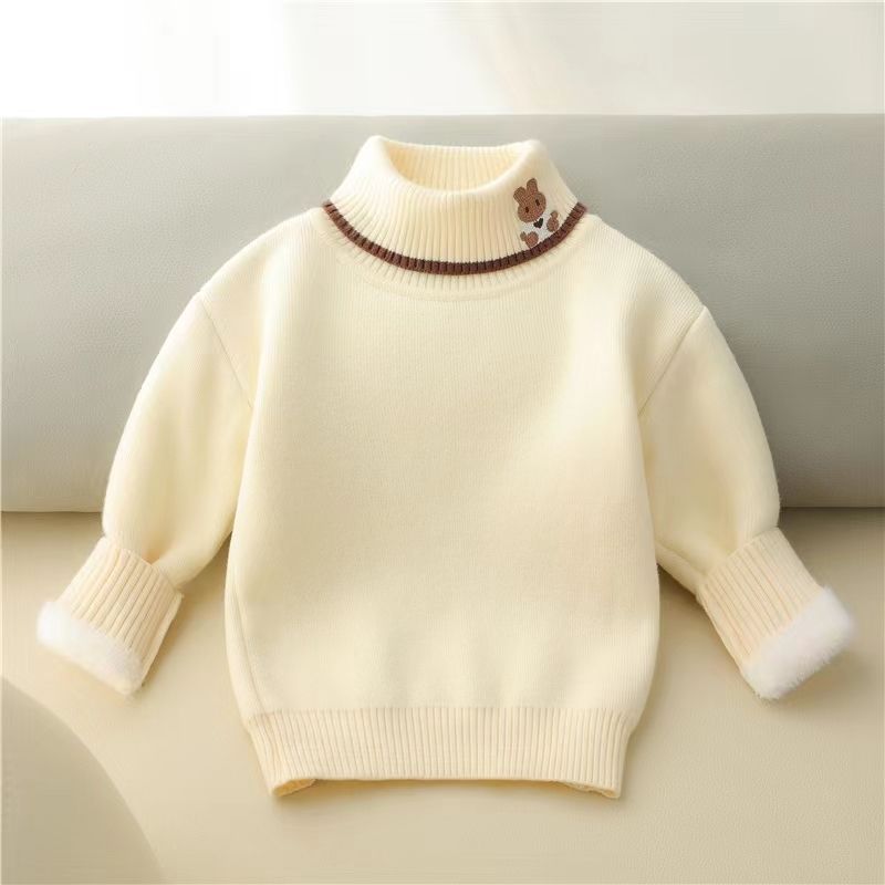 ฤดูหนาวใหม่ – เด็กหญิงเพิ่มผ้ากํามะหยี่เสื้อกันหนาวเด็กหนาคอสูงถักเสื้อ ราคา ถูกที่สุด ดีลบีเคเค แกลเลอรีภาพที่ 2