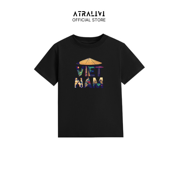 เสื้อยืดพิมพ์ลายคํา VIET NAM เสื้อยืดทรงหลวมคุณภาพสูง ATRALIVI OVS-23 ผ้าคอตตอนอ่อนเยาว์แบบไดนามิก