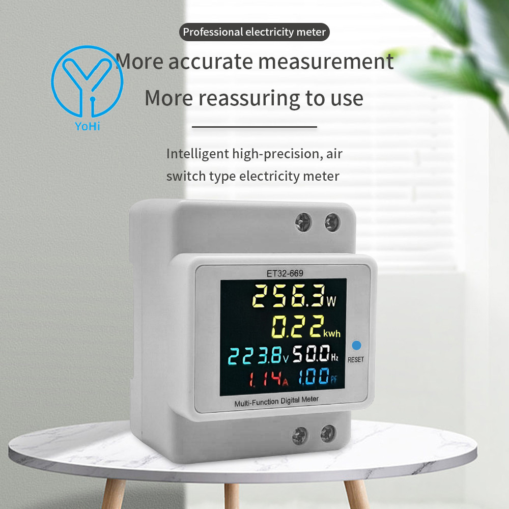YoHi ET32-669 AC 40.0-300.0V 100A DIN-Rail Mounted Digital Multi-Function Single-Phase Energy Meter 