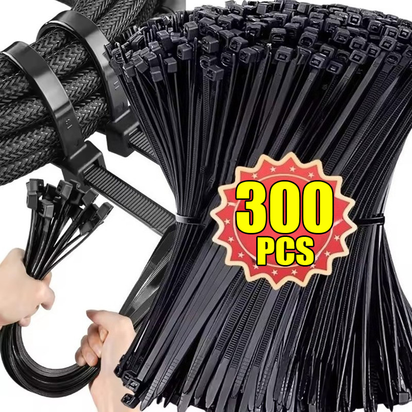 100/200/300ชิ้น สายรัดสายเคเบิลแบบปรับได้ / สายรัดไนลอนแบบล็อคตัวเอง / ห่วงยึดอเนกประสงค์